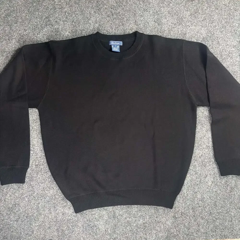 Faconnable 100% Wool Black Crewneck Sweater Size S